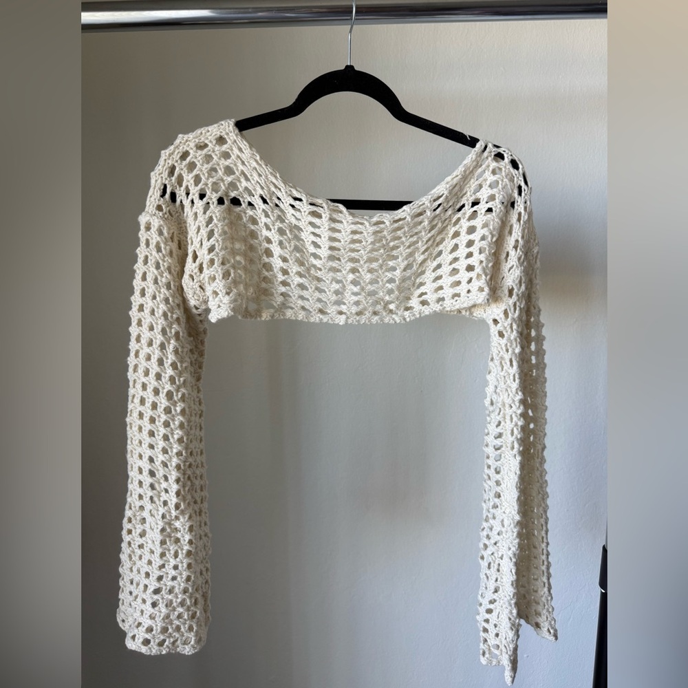 Fairycore Hollow Out Crop Sweater – Size S